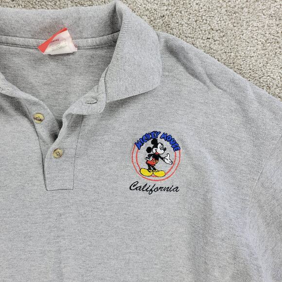 Vintage 90's Disney Mickey Mouse California Polo Shirt Mens L Gray Thick Cotton - Picture 3 of 15